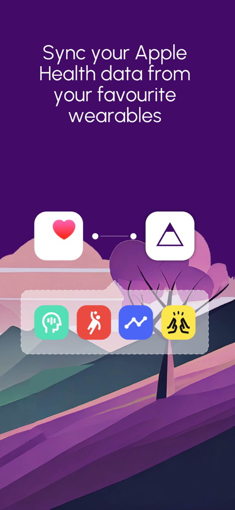 LVL Wellbeing - App screen showing how to sync LVL Wellbeing with Apple Health and wearable data