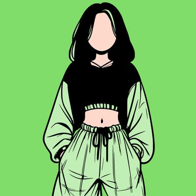 realistic girl faceless with baggy pants and a crop top