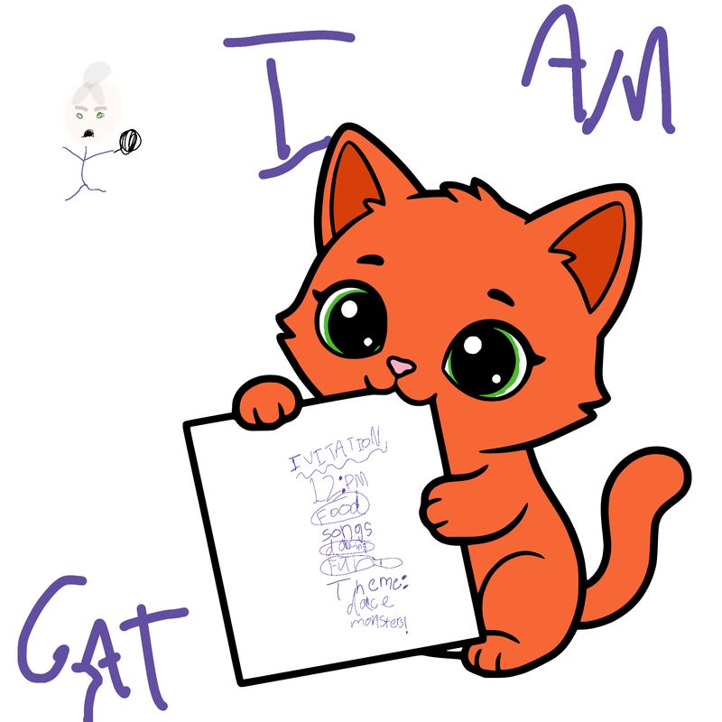 a small cat with a blank sheet of paper in its hand. the cat is sooooooo cute!