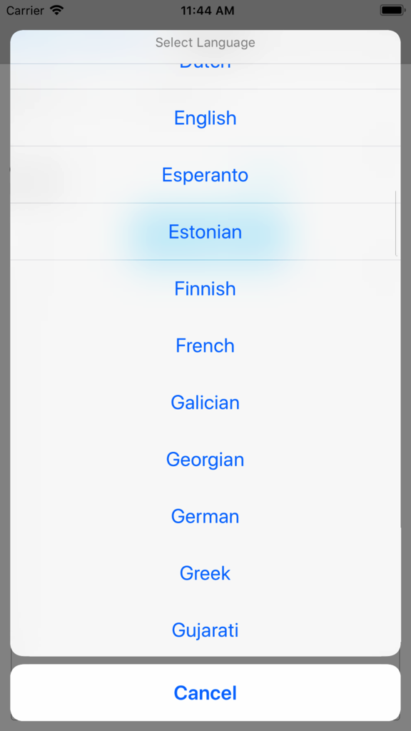 Obd2 Codes List - Select language screen in the Obd2 Codes List mobile application