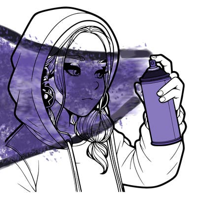 a realistic girl, spray painting