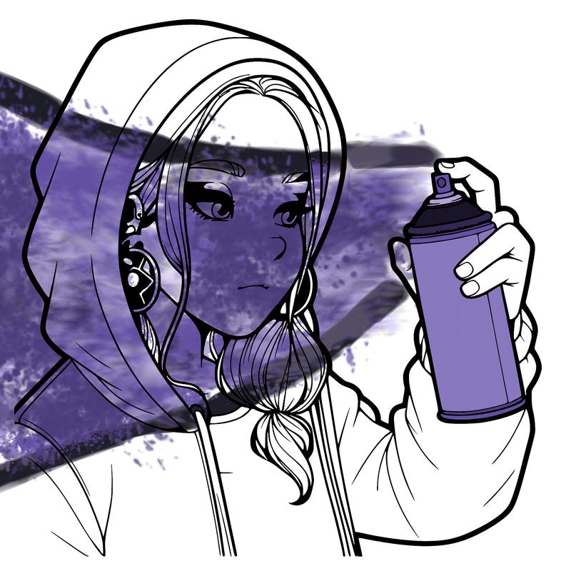 a realistic girl, spray painting