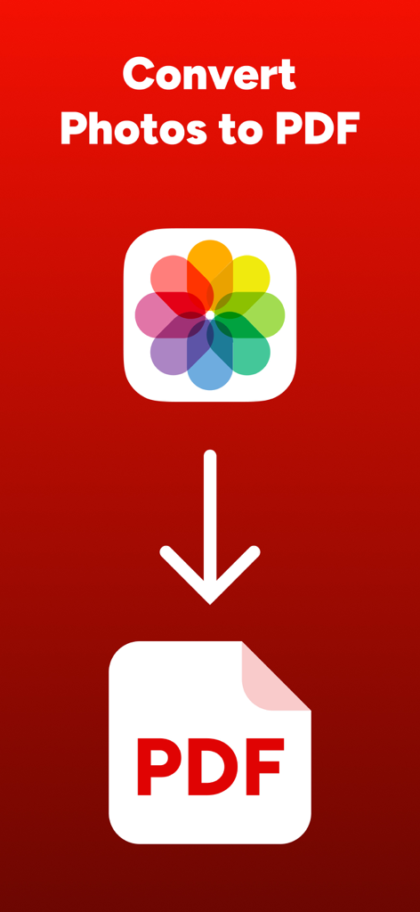 PDF Maker - Convert to PDF - Graphic showing the conversion of a photo icon into a PDF file