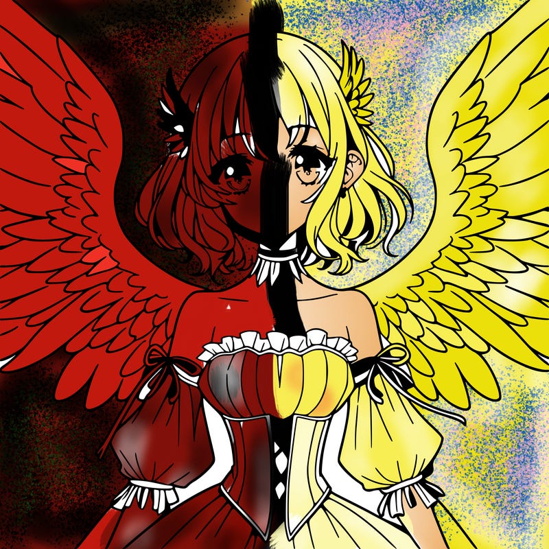 manga woman with large wings