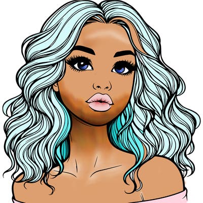 realistic girl with wavy hair and lips
