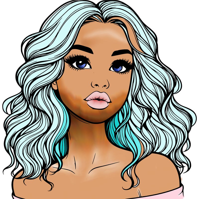 realistic girl with wavy hair and lips