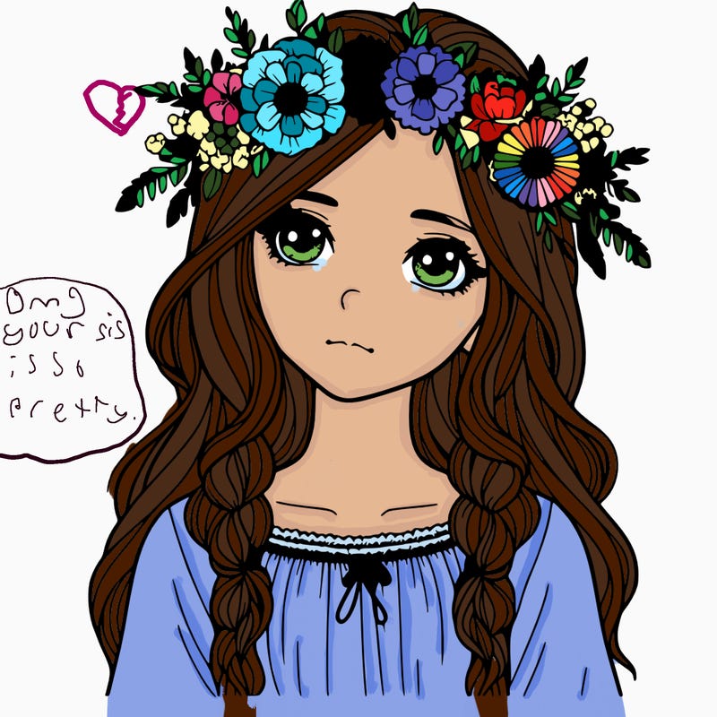 realist girl with flowers crown