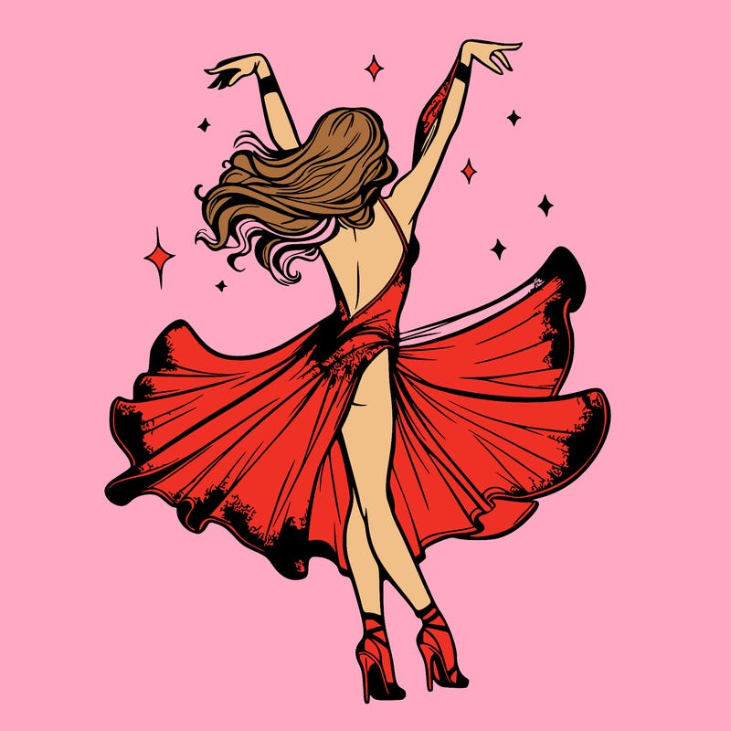 dancer dancing with a shimmery costume on realistic