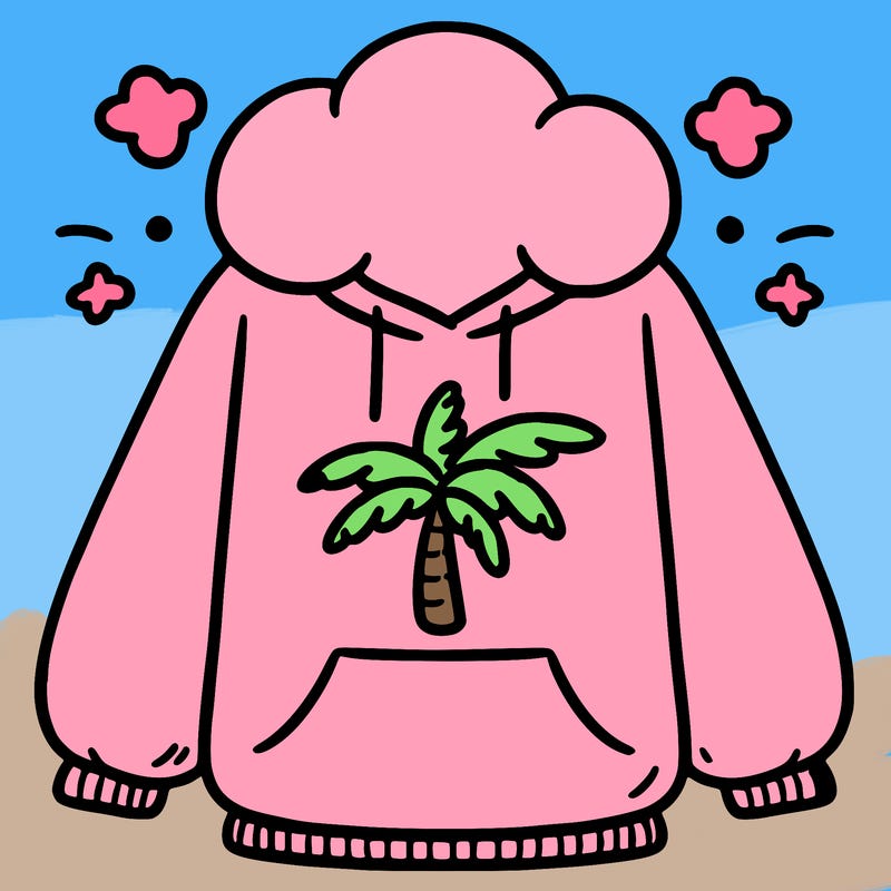 pink palm puff hoodie