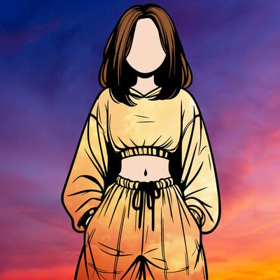 realistic girl faceless with baggy pants and a crop top