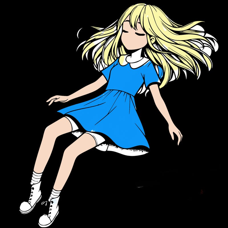 realistic girl floating