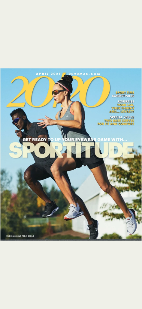 20 20 Magazine - The Sportitude cover of 20/20 Magazine showing athletes in performance sunglasses