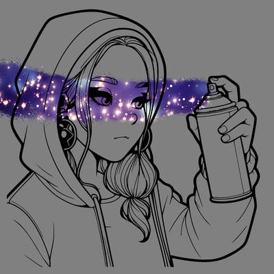 a realistic girl, spray painting