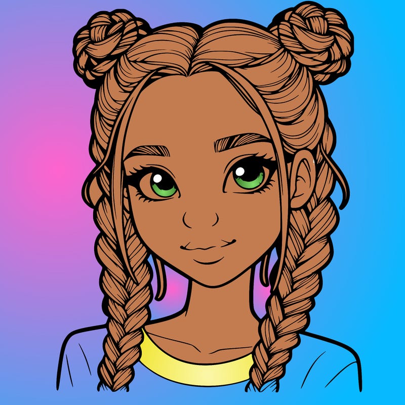 realistic girl with braids