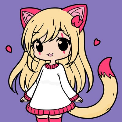 girl with cat ears and tail