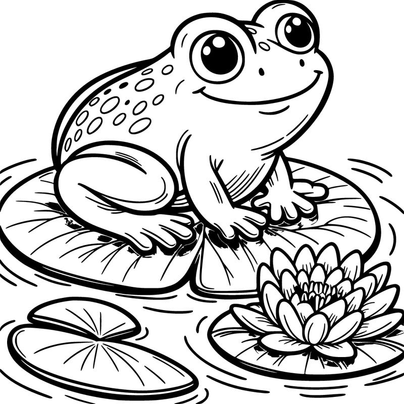 cute frog on a lilly pad on top of water