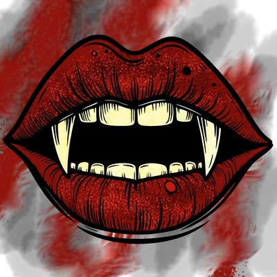 lips with vampire teeth
