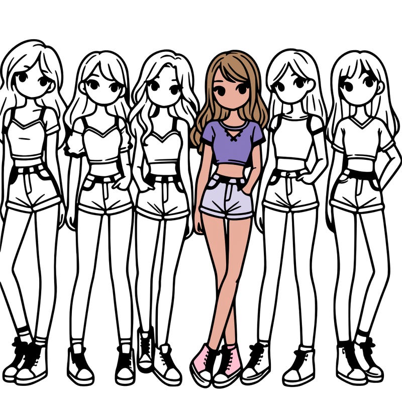 a group of girls wearing crop tops and shorts