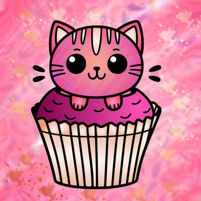 cat in a cupcake