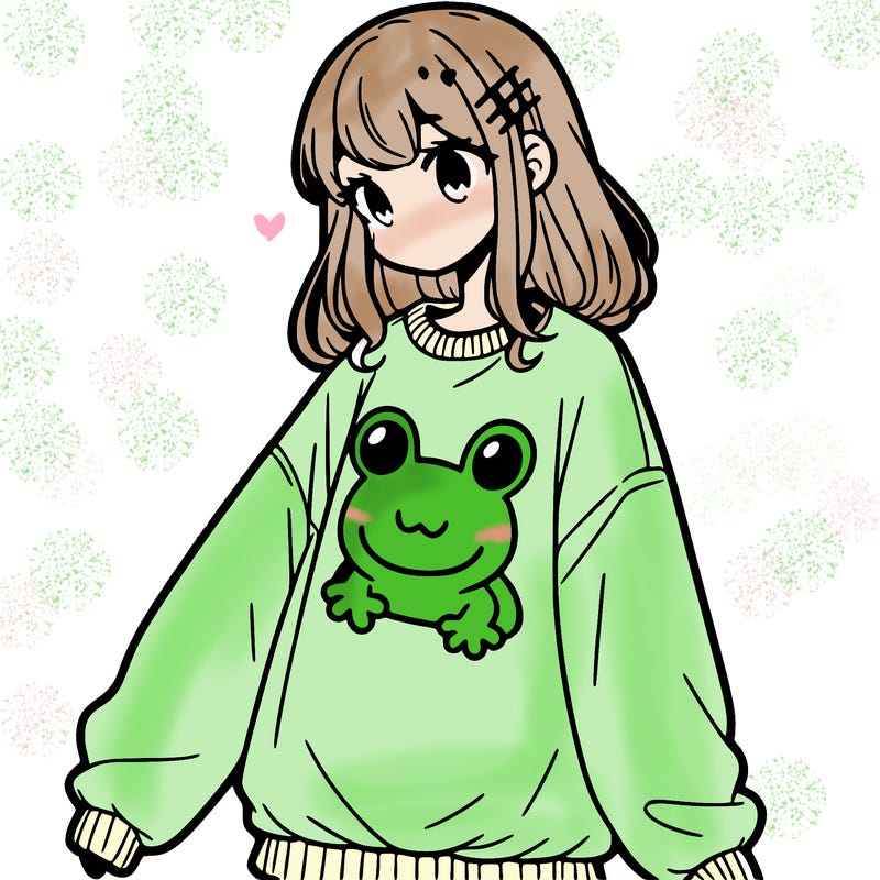 girl wearing frogging sweatshirt