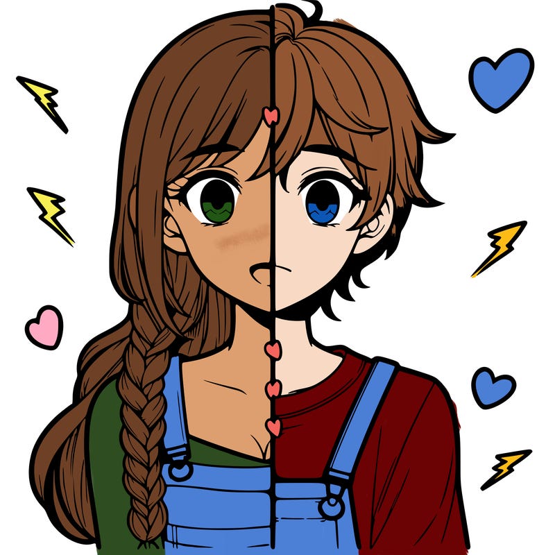 realistic girl boy split