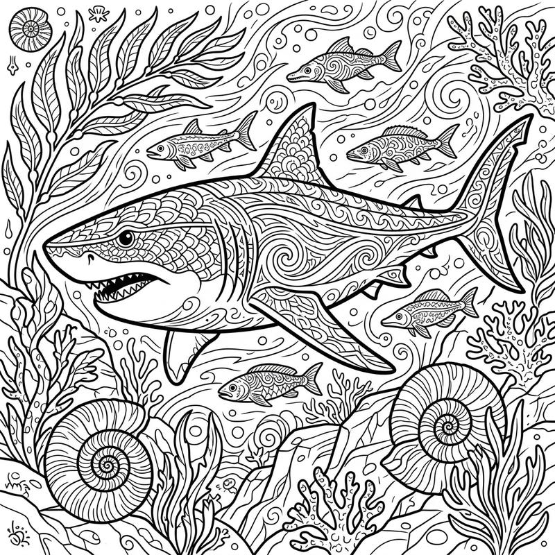 Embark on an artistic journey back in time with this captivating extinct shark coloring page designed for adults. Its intricate details and prehistoric theme offer a uniquely challenging and rewarding coloring experience.