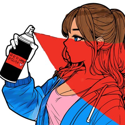 a realistic girl spray, painting