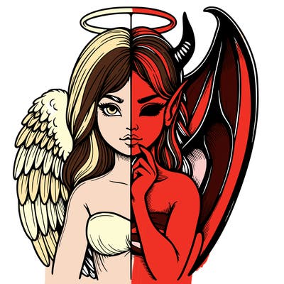 realistic angel half demon