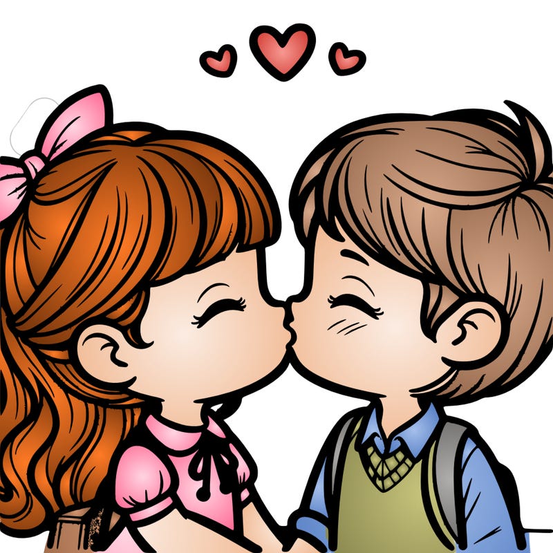 boy and girl kissing