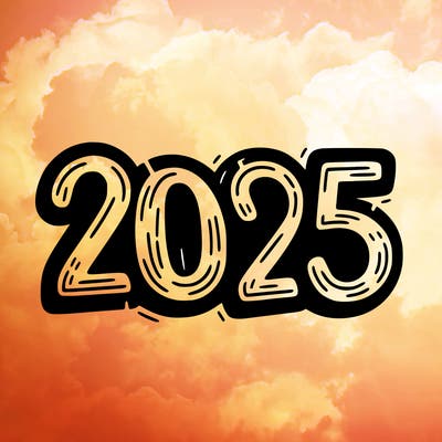 one line scrawled numbers sketch design “2025”