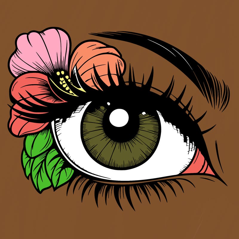 realistic eye with flower
