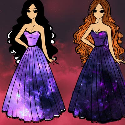 women in a long dress with long hair