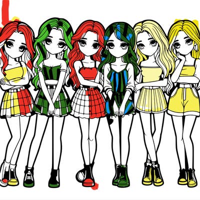 a group of girls realistic