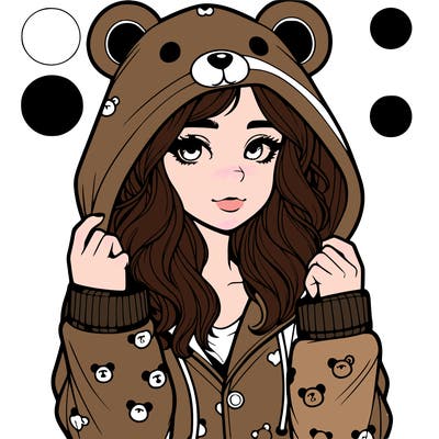 realistic girl in a animal pjs hoodie
