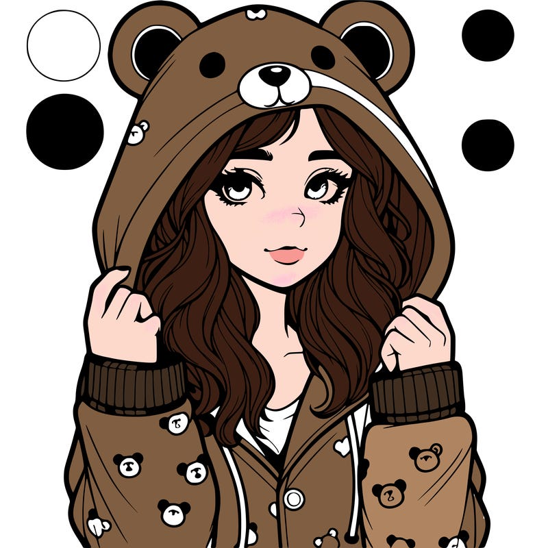 realistic girl in a animal pjs hoodie