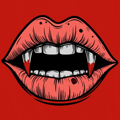 lips with vampire teeth