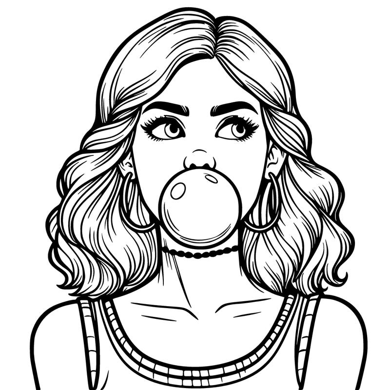 woman blowing a bubblegum bubble
