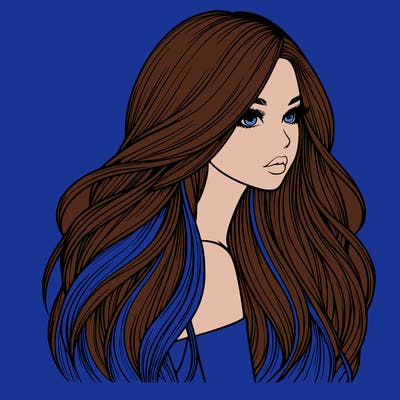 realistic girl with long realistic hair