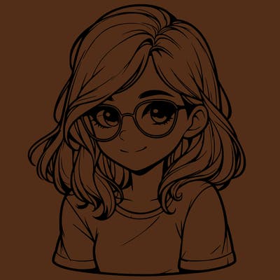 realistic girl with glasses