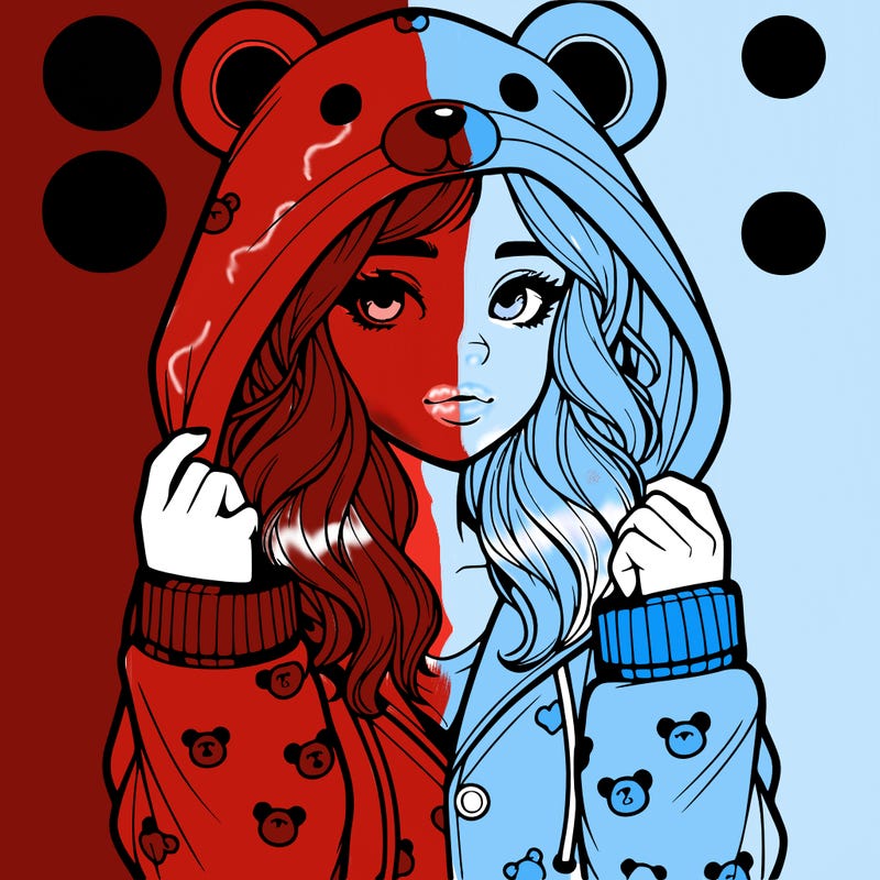 realistic girl in a animal pjs hoodie