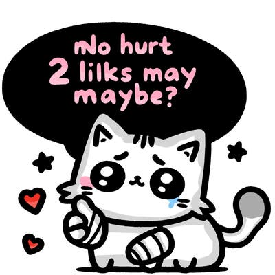 cute cat thats been hurt saiying 2 likes maybe