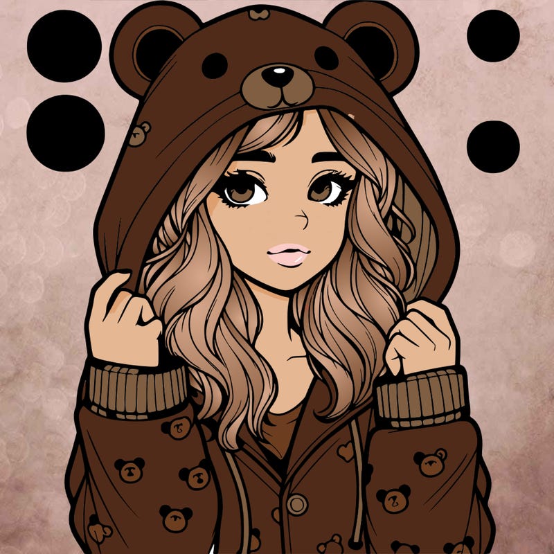 realistic girl in a animal pjs hoodie