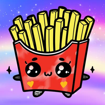 a cute. french fries