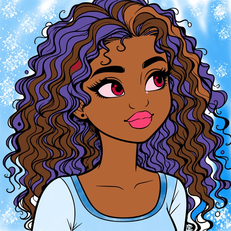 realistic girl with curly hair