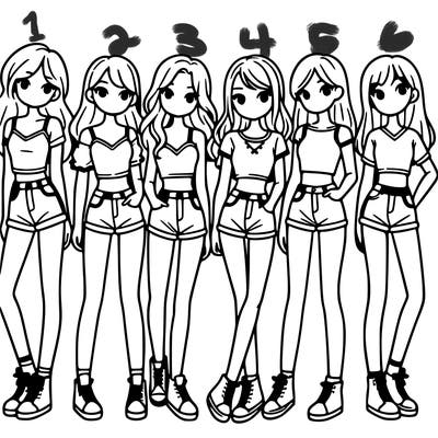 a group of girls wearing crop tops and shorts