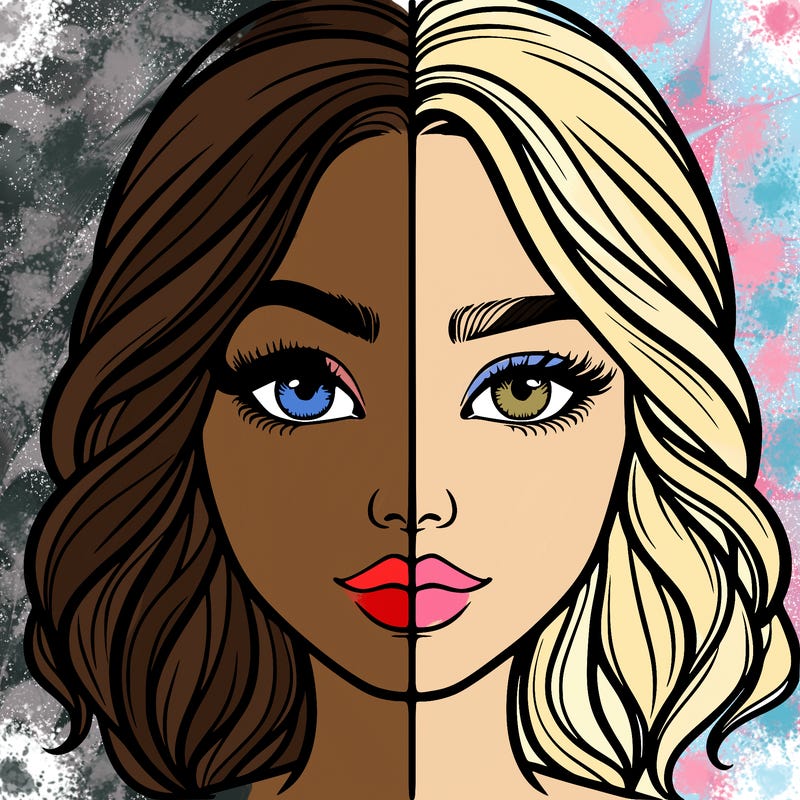 realistic girl split half