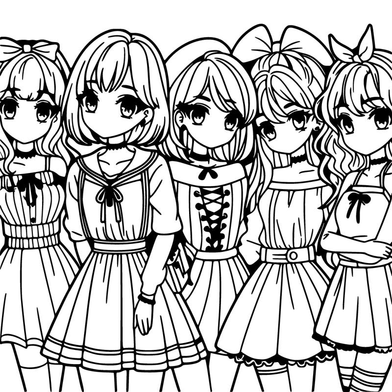 group of teen manga girls