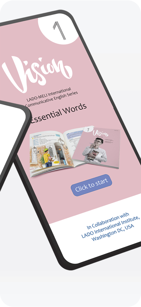 MELI app interface showing the Vision International Communicative English Series course for students