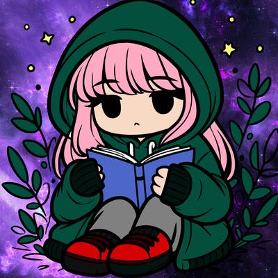 girl in oversized hoodie reading a book