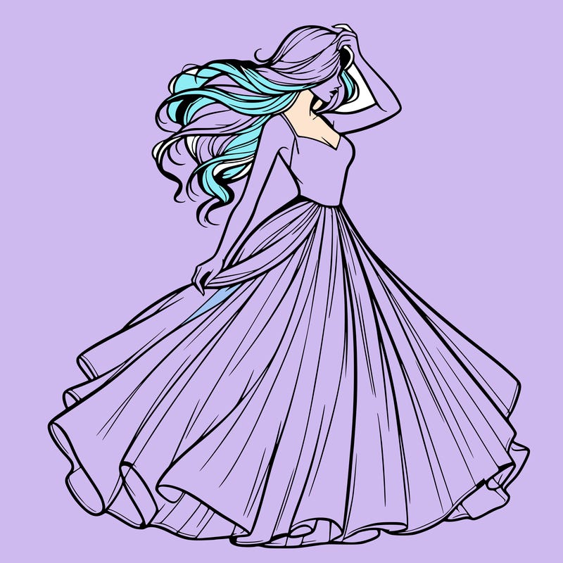 realistic woman with dress flowing in the wind